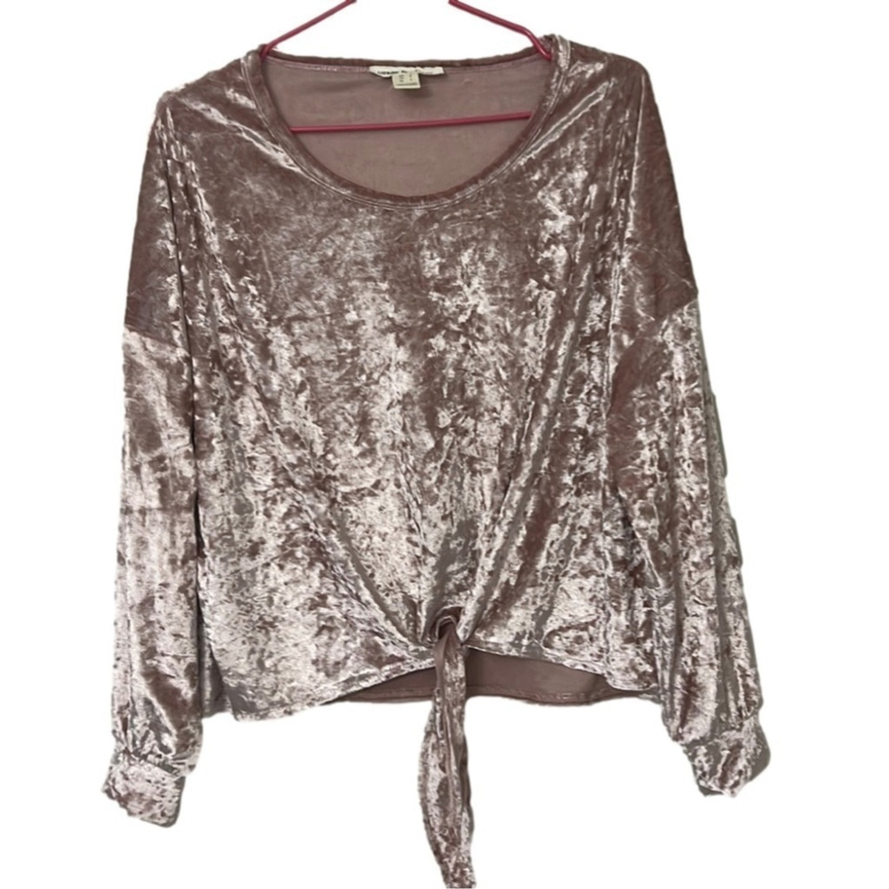 Urban Heritage Tie Front Velvet Top